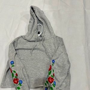 Crop Top With Flower Sleeve; Small